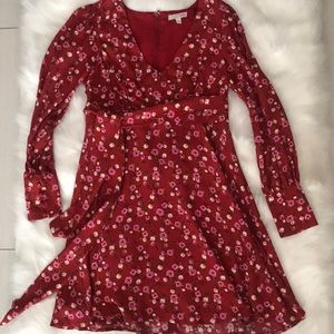 Burgandy Floral Dress w/Tie